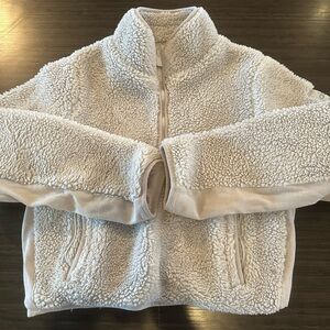 Alo cropped fleece 1/4 zip size xs grey EUC